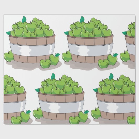 Frische grüne Apfelernte Barrel Granny Smith Geschenkpapier (Flach)