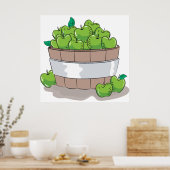 Frische grüne Apfelernte Barrel Granny Smith Poster (Küche)