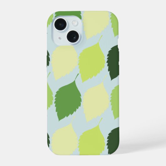 Frische grüne Blattmuster-Handyhülle iPhone 15 Hülle (Rückseite)