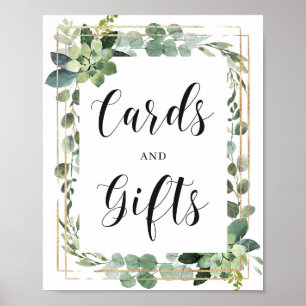 Frische grüne Blume Karten und Geschenke Zeichen Poster
