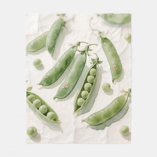 Frische grüne Erbsen Aquarell Fleecedecke (Vorderseite)