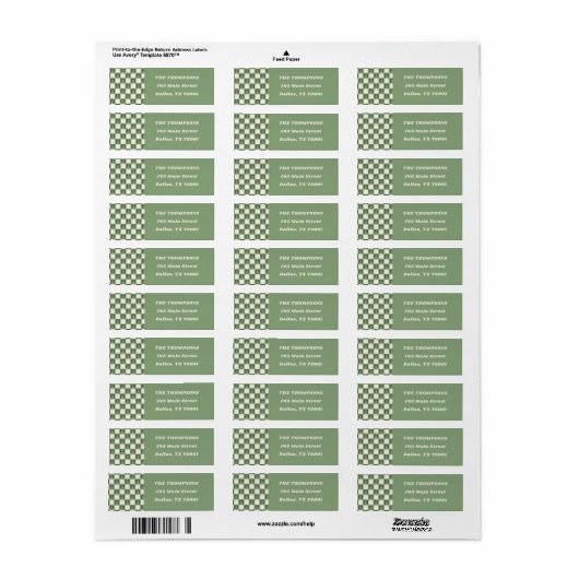 Frische Grüne Ferien Schachbrett Tree Rücksendeadr (Vorne)