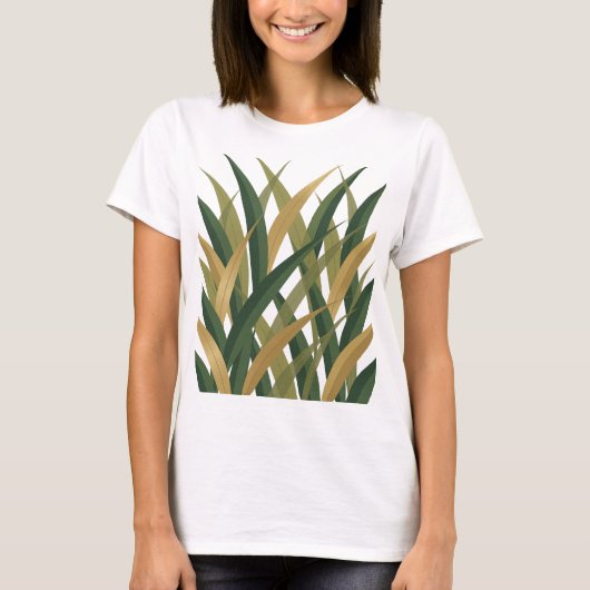 Frische grüne GOLDENE BLÄTTER Statement Design T-Shirt (Vorderseite)