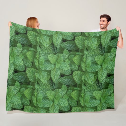 Frische grüne Minzeblätter Botanischer Fleece-Deck Fleecedecke (Beispiel)