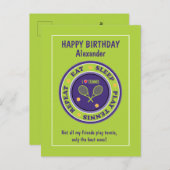 Frische grüne Tennis 🎾 Glückliche Geburtstagskart Postkarte (Vorne/Hinten)