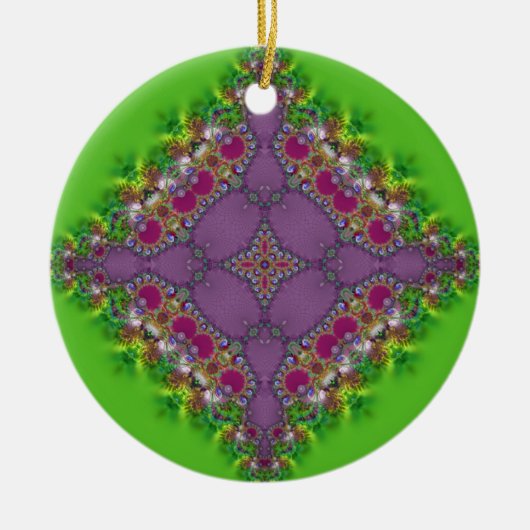 Frische grüne und rosa Lacy Design Keramik Ornament (Vorne)