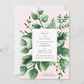 Frische Grünpflanzen Leafy Moderne Weiß und Rosa H Einladung (Vorderseite)