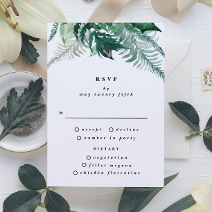 Frische Grünpflanzen Moderne Wasserfarbenhochzeit RSVP Karte