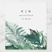 Frische Grünpflanzen Moderne Wasserfarbenhochzeit Weinetikett (Einzelnes Label)