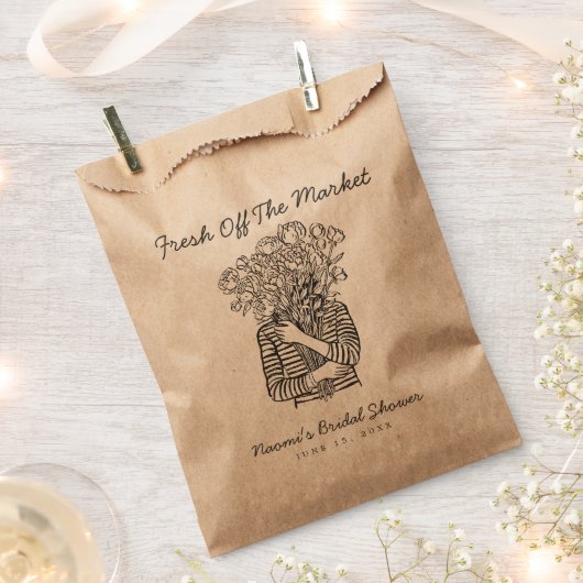 Frische Handgezeichnete Hochzeitsdusche Vom Markt Geschenktütchen (Ausgeschnitten)