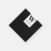 Frische Heiratsmonogramm schwarze minimalistische  Serviette (Ecke)