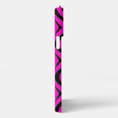 Frische, heiß rosa Schwarz Ikat Ogee Art Muster iPhone Hülle (Rechte Seite)