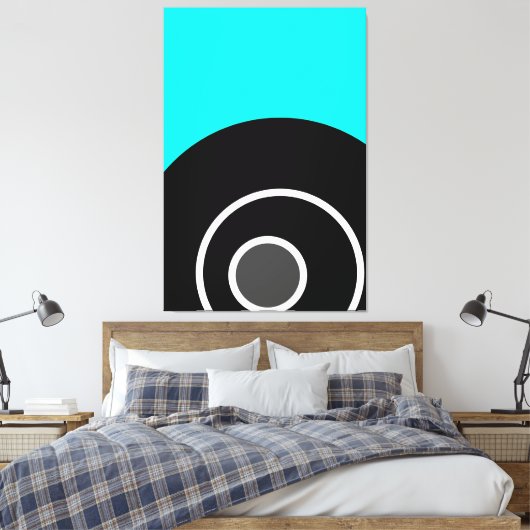 Frische, helle Aqua Schwarz-weiß Gray Concentric A Leinwanddruck (Insitu (Schlafzimmer))