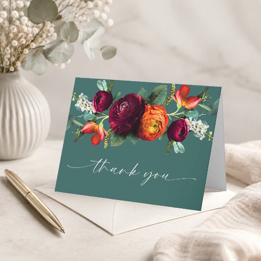 Frische herbstliche rustikale Blumen Dankeskarten Dankeskarte