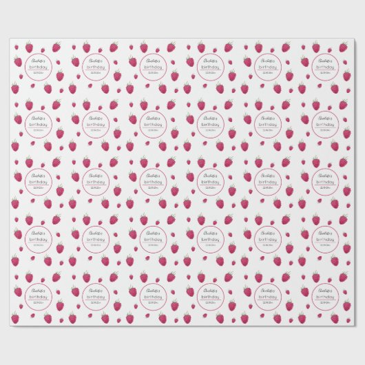 Frische Himbeeren Geburtstagsparty Geschenkpapier (Flach)