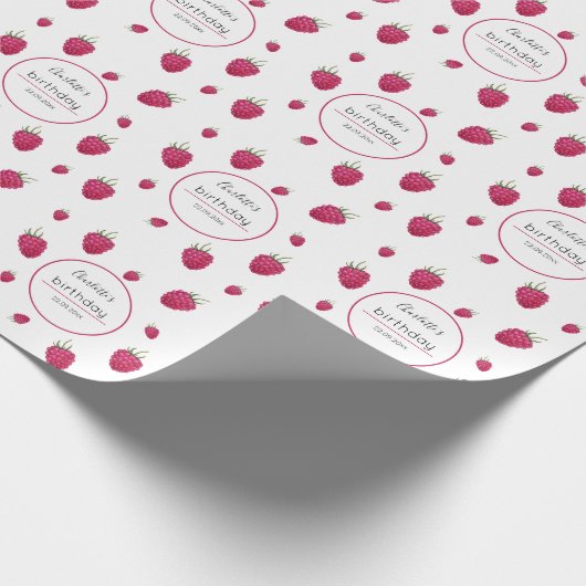 Frische Himbeeren Geburtstagsparty Geschenkpapier (Ecke)