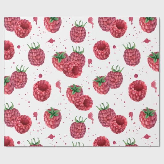 frische Himbeeren Geschenkpapier (Flach)