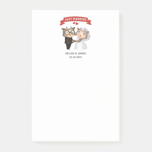 Frische Hochzeit Eule Hochzeit Post-it Klebezettel (Vorderseite)