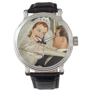 Frische Hochzeit Frischvermählte, glückliche Braut Armbanduhr