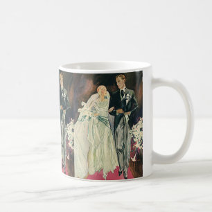 Frische Hochzeit Neuvermählte, Glückliche Braut un Kaffeetasse