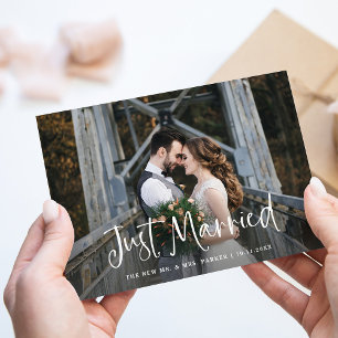 Frische Hochzeit   Rustikale Schrift Foto-Elopemen Ankündigung