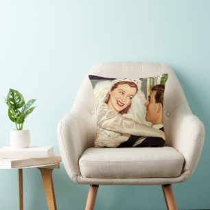 Frische Hochzeitner, glückliche Braut und Bräutiga Kissen