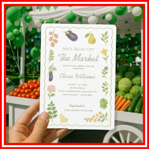 Frische Hochzeitsdusche auf dem Bauernmarkt Einladung