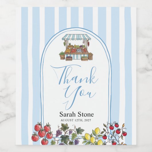 Frische Hochzeitsdusche Dankeschön Weinetikett (Einzelnes Label)