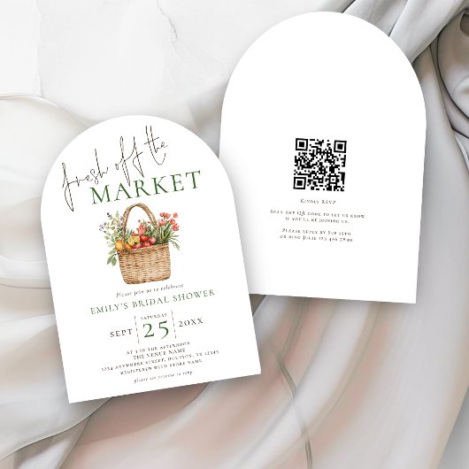 Frische Hochzeitsdusche mit QR-Code 'Fresh off the Einladung