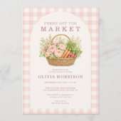 Frische Hochzeitsdusche mit rosa Gingham-Muster Einladung (Vorderseite)
