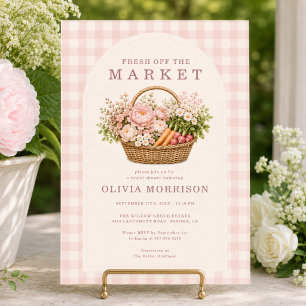 Frische Hochzeitsdusche mit rosa Gingham-Muster Einladung
