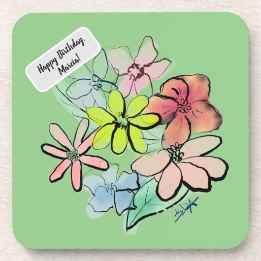 Frische, Hübsche Wasserfarben Blumenstrauß Getränkeuntersetzer (Vorderseite)