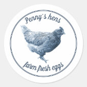 Frische Hühnereier mit Ihrem Namen Runder Aufkleber (Vorderseite)