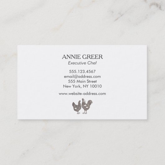 Frische Hühnereier Visitenkarte (Rückseite)