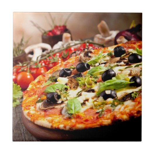 Frische italienische Pizza Fliese (Vorderseite)