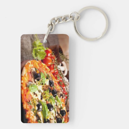 Frische italienische Pizza Schlüsselanhänger (Rückseite)