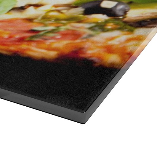 Frische italienische Pizza Schneidebrett (Ecke)