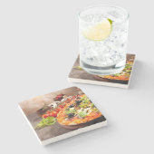 Frische italienische Pizza Steinuntersetzer (Seitenansicht)