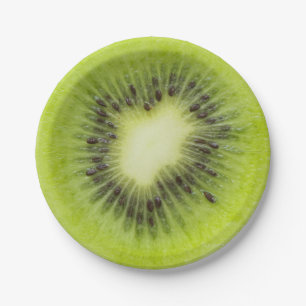 Frische Kiwi. Runde Scheibenahaufnahme Pappteller