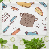 Frische Küche Doodle Muster Handtuch (Gefaltet)