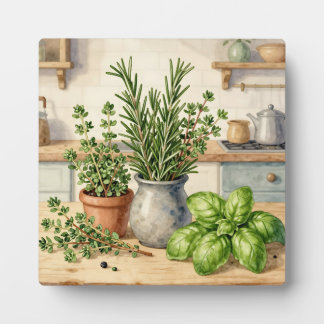 Frische Küchenkräuter Aquarell Fotoplatte