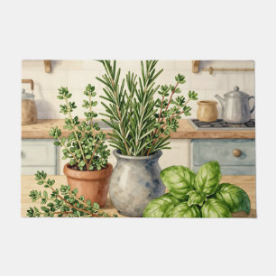 Frische Küchenkräuter Aquarell Fußmatte