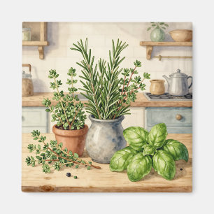Frische Küchenkräuter Aquarell  Magnet