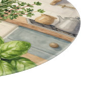 Frische Küchenkräuter Aquarell Schneidebrett (Ecke)
