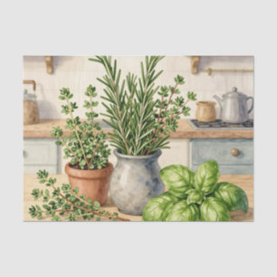 Frische Küchenkräuter Aquarell Seidenpapier
