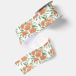 Frische lebendige florale Wasserfarben-Muster Satinband
