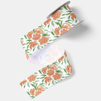 Frische lebendige florale Wasserfarben-Muster Satinband