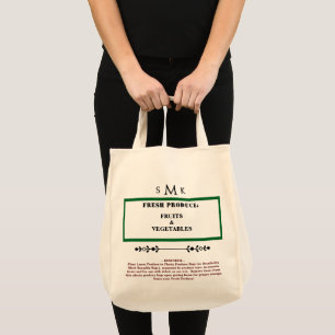 Frische Lebensmittel Einkaufs-Monogramm Tragetasche