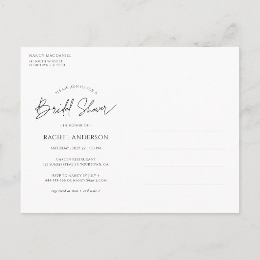 Frische Lemon Bridal Dusche Einladung Postkarte (Rückseite)