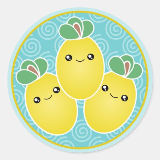 Frische Lemons Kawaii Aufkleber (Vorderseite)